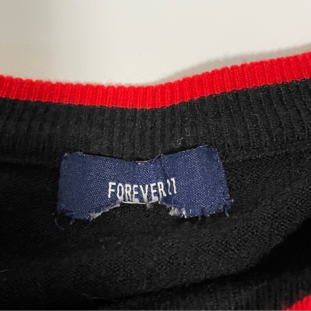 Forever 21 Multicolor Stripe Cropped Crewneck Sweater Black XS - Picture 7 of 8